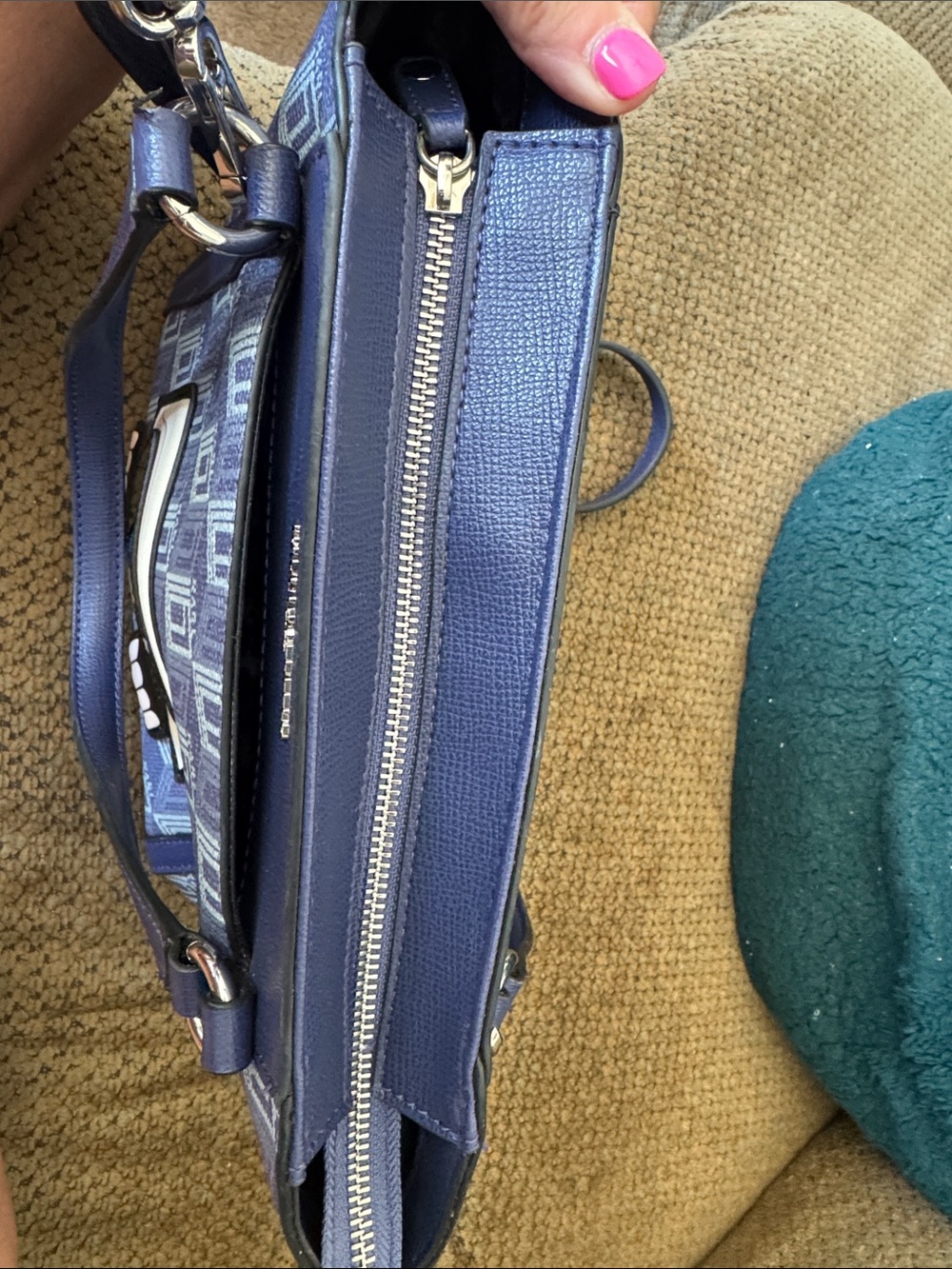 Karl Lagerfeld Purple/Blue Logo Jacquard Satchel with Icon Patch - Picture 9 of 9